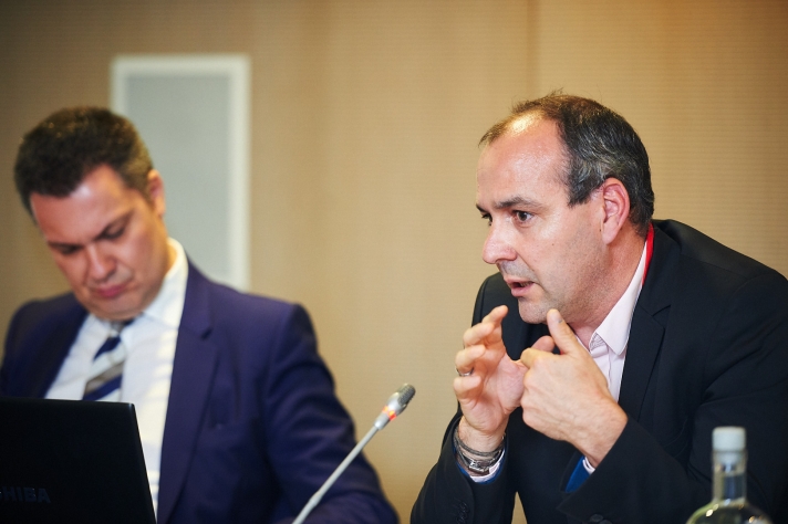 Luca Visentini, secrétaire général de la Confédération européenne des syndicats (CES), et Laurent Berger, président de la CES et secrétaire général de la CFDT (photo prise en juin 2016).